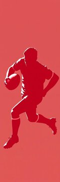 Vector silhouette illustration of a rugby player in mid-motion, ruck, maul