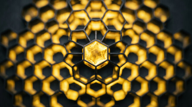 Golden honeycomb grid pattern suitable for abstract backgrounds, technology concepts, hexagon design themes, and modern geometric compositions.