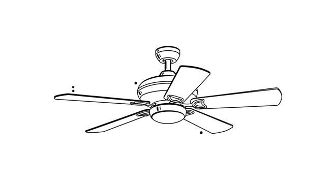 Modern ceiling fan with five wooden blades and light fixture.