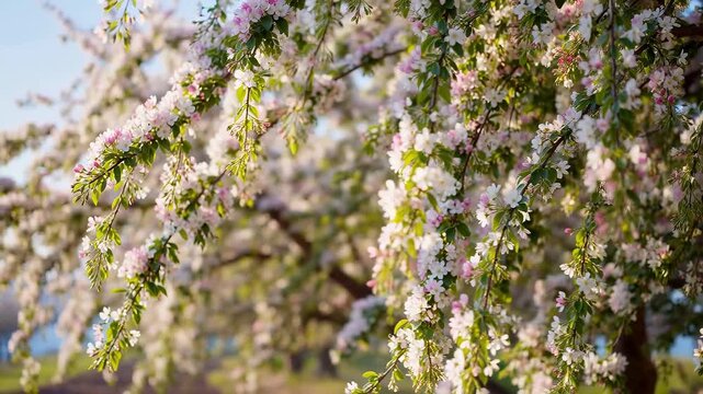 Blossoming Cherry Tree in Soft Spring Light