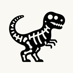 Fototapeta premium Black silhouette of a Tyrannosaurus Rex dinosaur skeleton, a graphic illustration on a light background.