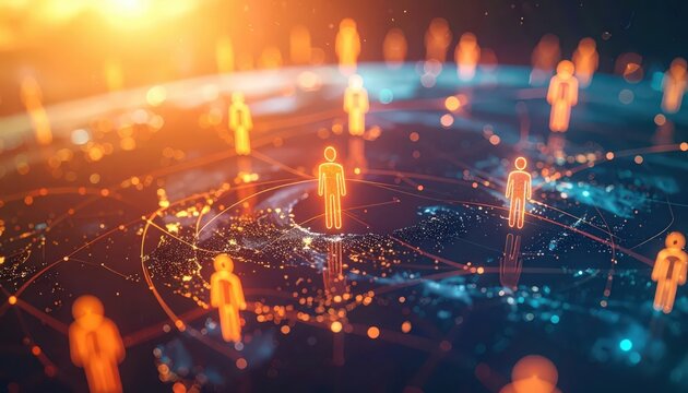 Global Connections and Digital Communication Network Illustration