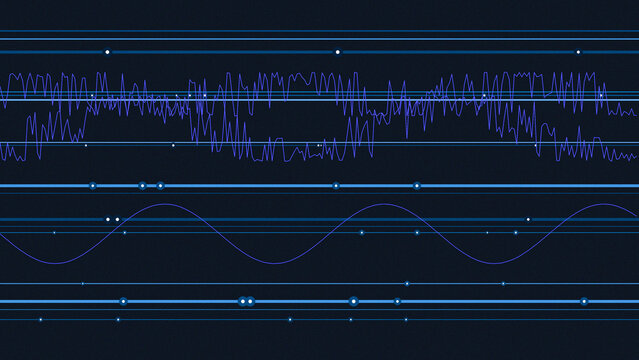 Abstract Blue Data Visualization Interface with Dynamic Waveform Analytics