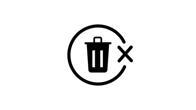 Recycling bin animation with checkmark and cross, loopable motion trash garbage waste