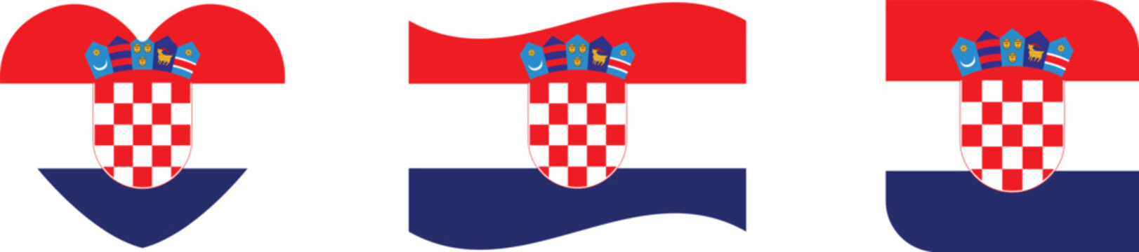 Croatia flag variations with coat of arms illustrations
