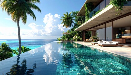Fototapeta premium Luxury Modern Villa with Infinity Pool.
