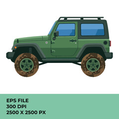 Obraz premium Green Jeep Wrangler on white background.