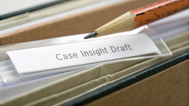Document in Folder with Pencil, Case Insight Draft on Paper