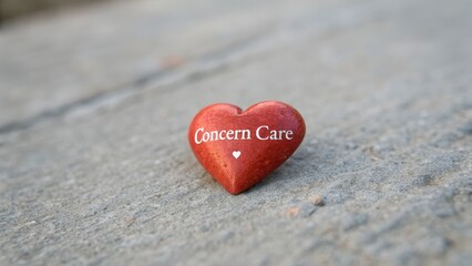 Fototapeta premium Heart Symbol Engraved with Concern Care on Textured Surface