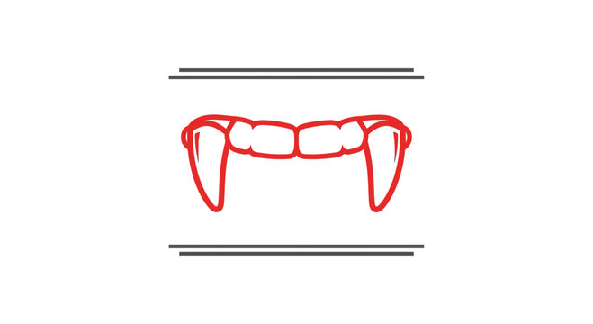 Red Vampire Fangs Icon - Scary Halloween Vampire Teeth Graphic