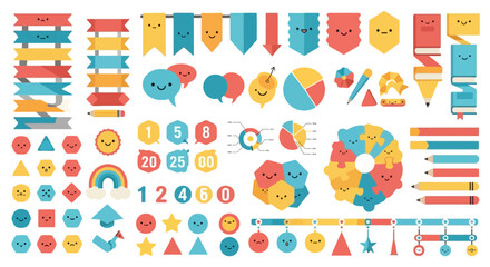 Obraz premium Characterized infographic elements for playful data presentation