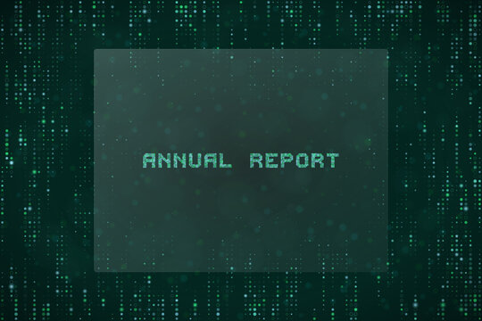 Annual Report Digital Data Background with Matrix Style Green Code Stream for Corporate Financial Technology