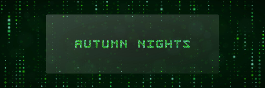 Autumn Nights Digital Matrix Background with Retro Computer Code Text Concept for Cyberpunk Gaming and Tech Themes