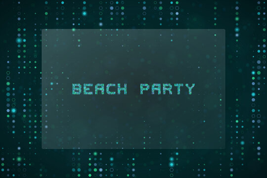Digital Beach Party Text Concept Futuristic Cyberpunk Style Graphic Design Element for Tech Event Invitations