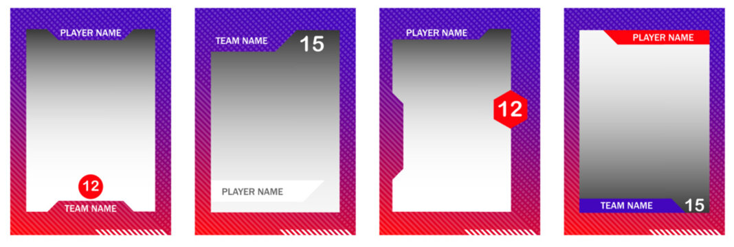 Set of sports trading card borders featuring baseball inspired elements, vintage styling and customizable layouts.