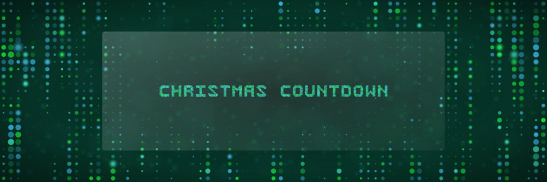 Digital Christmas Countdown Background with Matrix Style Green and Blue Data Dots for Holiday Tech Projects