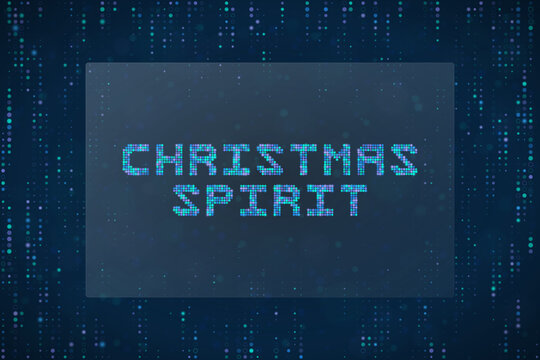 Digital Christmas Spirit Text Design with Futuristic Pixel Matrix Background for Tech Holiday Greeting Cards