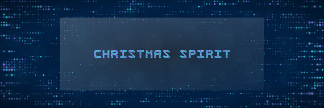 Digital Christmas Spirit Text Concept with Matrix Style Data Stream Background for Tech Holiday Greeting Cards