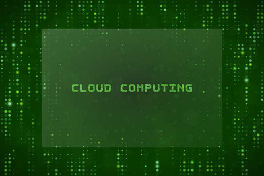 Cloud Computing Digital Technology Concept with Green Binary Code Matrix Background for Data Storage and Network Security