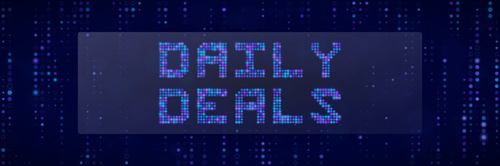 Fototapeta premium Daily Deals Digital Signage Banner with Pixelated Text for E-commerce Sales and Online Marketing Promotions