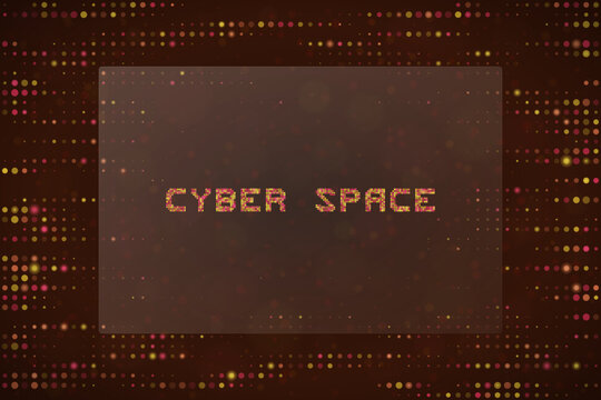 Cyber Space Digital Text Concept with Glowing Pixelated Matrix Background for Futuristic Technology Design