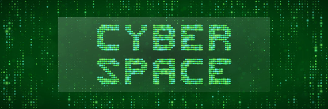Cyber Space Digital Text Concept Futuristic Technology Background for Cybersecurity and Virtual Network Data