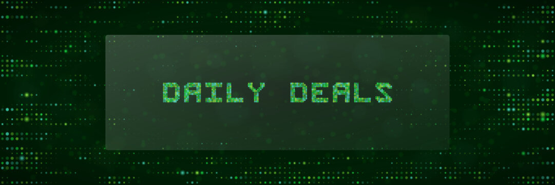 Digital Daily Deals Text Banner with Matrix Style Green Data Background for E-commerce Sales Promotion Graphics