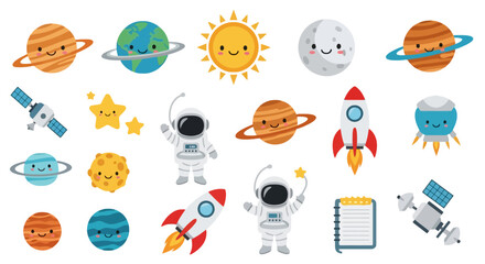Cute solar system planets and astronaut space adventure collection © bima