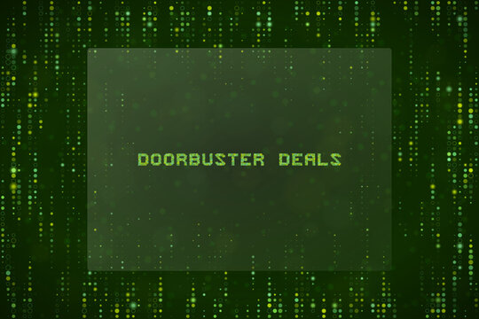 Doorbuster Deals Digital Matrix Background for Retail Sales Promotion and Cyber Monday E-commerce Marketing Campaigns