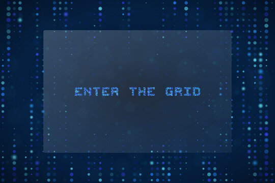 Digital Matrix Background with Enter The Grid Text Overlay for Cyber Security and Futuristic Technology Concepts
