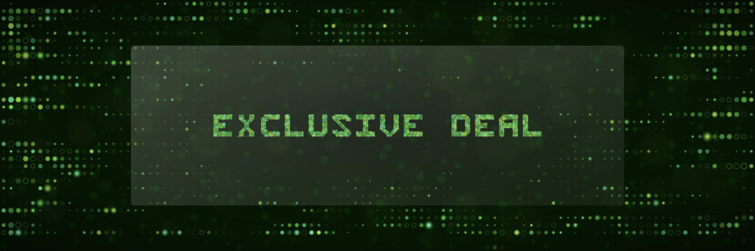Exclusive Deal Digital Signage Background with Green Matrix Code Effect for Online Marketing and Cyber Sales Promotion
