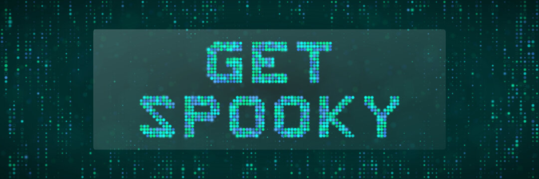 Get Spooky Digital Pixel Text Sign for Halloween Party Invitation or Social Media Graphic Design Background
