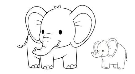 Cute elephant family outline for coloring activity © fahri