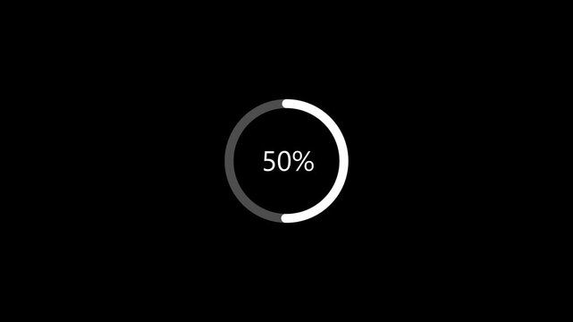 Circle loading bar icon animation . Cyan color loading, processing bar 0 to 15 percent.in transparent background.