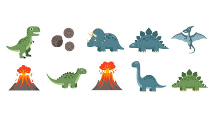 Friendly dinosaurs and erupting volcanoes set for children © fahri