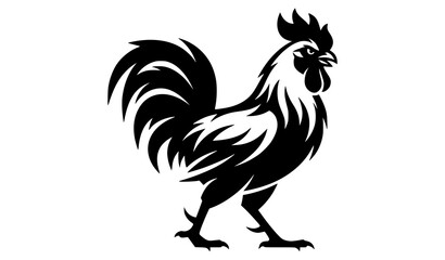 Rooster Silhouette Illustration with Farmyard Bird and Poultry Design Element © Boloram