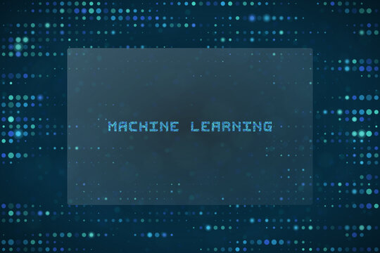 Machine Learning Digital Concept Background with Glowing Data Pixels and Abstract Technology Network Visualization