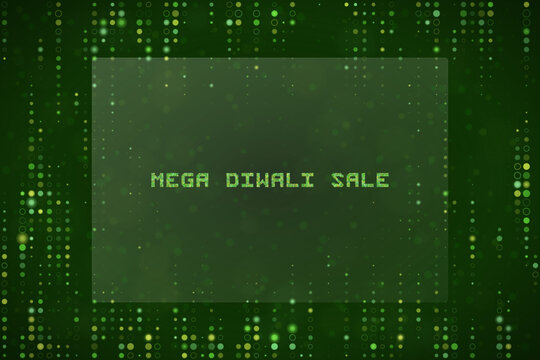 Digital Diwali Sale Banner with Matrix Style Green Data Background for Tech Festival Marketing Promotions