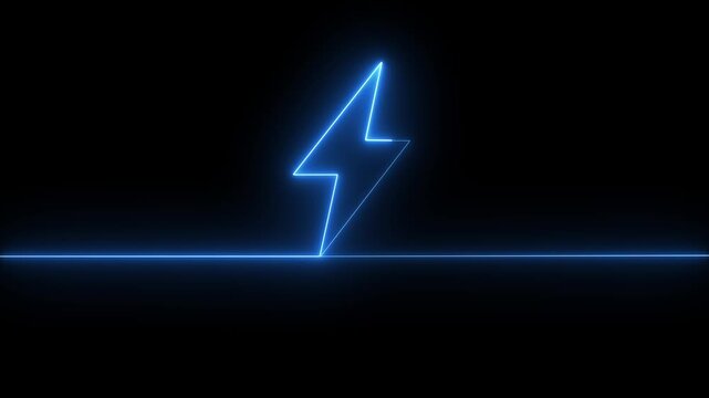 Glowing neon charging icon isolated. Neon lighting icon animation. on a black background.ck video