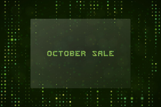 October Sale Digital Matrix Background with Green Tech Data Code Pattern for E-commerce Marketing Promotion