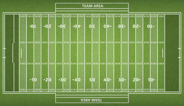 American football field background. Football field top view. Gridiron field layout. Stadium football field illustration. American football field diagram