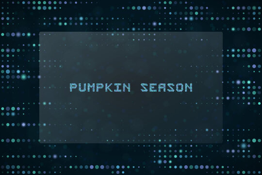Digital Pumpkin Season Text Design with Futuristic Matrix Data Background for Autumn Tech Concepts
