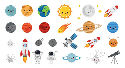 Cute solar system planets and space icon collection © rehan