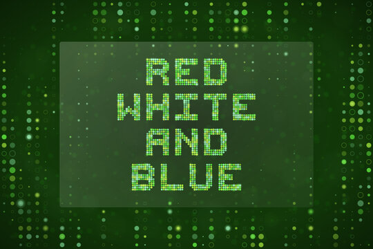 Red White and Blue Text in Digital Matrix Style Green Code Background for Technology and Cyber Security Concepts