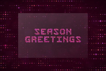Digital Season Greetings Text Design with Pixelated Pink Typography on Dark Abstract Dotted Background for Holiday Cards © SimpleDesignStudio
