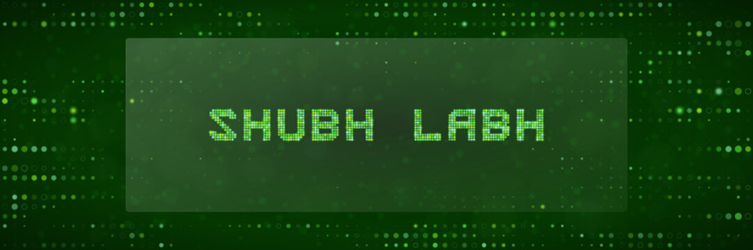 Shubh Labh Digital Pixel Art Sign for Diwali Festival Greeting Card Background and Hindu Religious Celebration Decor