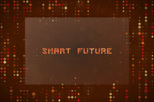 Smart Future Digital Concept with Pixelated Text and Abstract Data Particles for Technology Backgrounds