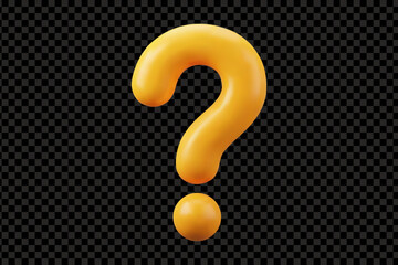 Yellow Question Mark 3D Icon. Glossy Plastic Interrogation Symbol © Jewel