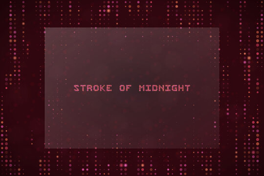 Stroke of Midnight Digital Text Concept with Glowing Data Rain Background for Cyberpunk and Technology Themes