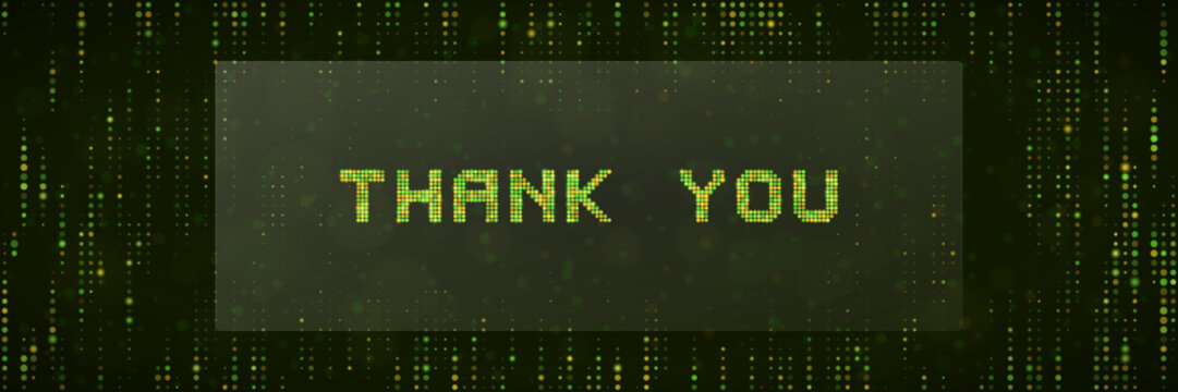 Thank You Digital Matrix Background with Green Falling Code Data Stream for Technology Presentation Closing Slide